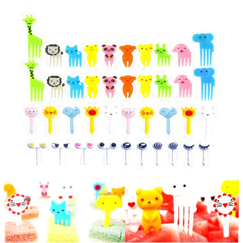 Toekt 40PCS Animal Fruit Food Picks, Bento Box Picks, Mini Cartoon Animal Food Toothpicks, Lunch Bento Forks Picks for Kids