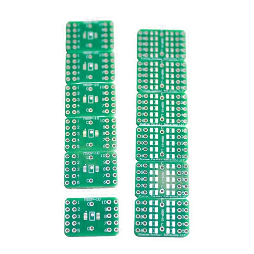 Custom Circuit Solutions – SMD to DIP Breakout PCB Module, 10-Pin, MSOP to DIP Adapter Header with Integrated SMT Resistor and/or Capacitor Pads – 12 Pieces