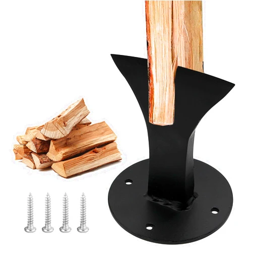 Zhitaoxun Firewood Kindling Splitter for Wood Stove,Manual Log Splitter Wedge,Wood Splitter Wedge,Steel Wood Wedge,Black,with 4 Holes and Install Screws