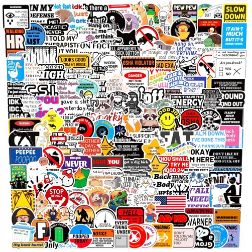 ETHEL 200 Pcs Edgy Funny Stickers for Adults - Waterproof Meme Sticker Pack for Water Bottles, Laptop & Hard Hats | Sarcastic Humor, Dark Comedy Decals - No Repeats!