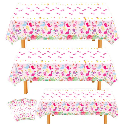 Miruwtog Dinosaur Birthday Party Supplies Girl,Dinosaur Birthday Tablecloth Girl,Pink Dinosaur Party Dupplies 3rd 2nd Birthday,Pink Dinosaur Tablecloth,Pink Dinosaur Birthday Decorations