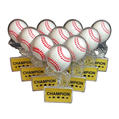 Express Medals (Pack of 10 5.5 Inch Clear Acrylic Raised Ball Baseball Champion Trophy Awards Trophies Award Awards Kids T-Ball Tee Ball T