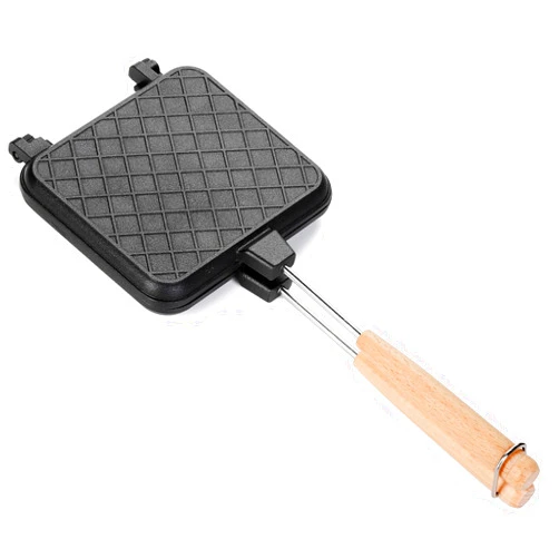 Pumtus Hot Sandwich Maker, Non-stick Grilled Panini Maker Pan with Handle, Stovetop Camping Sandwich Toaster Aluminum Flip Pan for Toast, Waffle, Breakfast