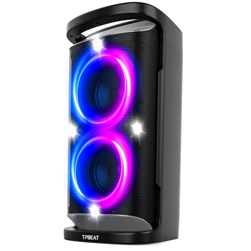 TPBEAT Portable Bluetooth Party Speaker: 160W Peak Powerful Loud Sound Deep Bass Wireless Boombox Large Subwoofer 15 Hours Battery Life Fast Charging with Led Light Show for Outdoor Camping Backyard