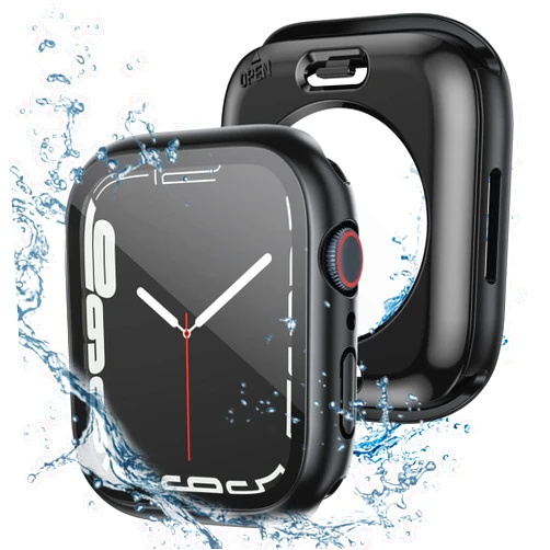 Tensea (2 in 1) for Waterproof Apple Watch Screen Protector Case Series 9 8 7 41mm Accessories, iWatch Protective PC Face Cover Built-in Tempered Glass Film, Front and Back Bumper for Women Men, 41 mm