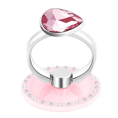 GreatQIQI Phone Ring Stand Holder with Crystals, Bling 360° Rotation Phone Ring Grip Finger Kickstand, Compatible with Most of Phones Tablet and Case (Pink)