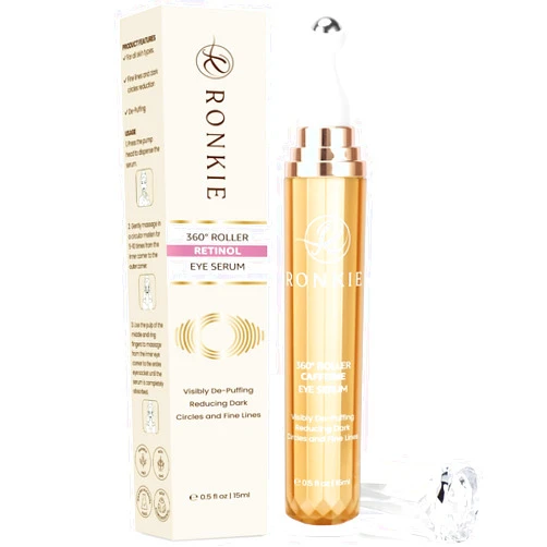 RONKIE Eye Cream for Dark Circles: Under Eye Cream with Caffeine Retinol - Reduces Under Eye Bags and Fine Lines Pink
