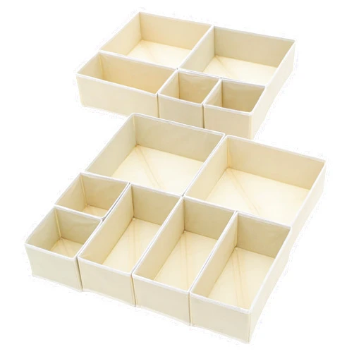 MANCHUANG 12 Pack Drawer Organizers, Drawer Dividers Storage Bins,Dresser Closet Organizers Foldable Storage Bins for Clothes,Underwear,Socks,Bra,Towels,Ties (Beige)