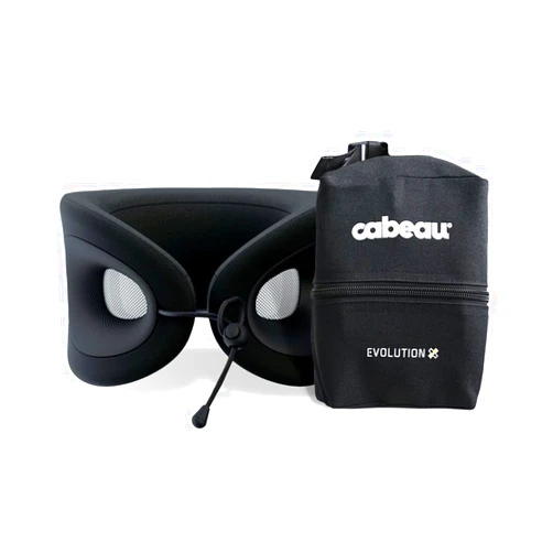 Cabeau Travel Pillow for Long Flights – Evolution X - Memory Foam Neck Support - Comfort On-The-Go for Airplane, Train, and Car (Diamond) with Evolution X Travel Bag - Black