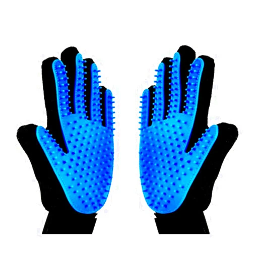 Yrighjo 2PCS Pet Grooming Glove, Dog Brush Glove, Gentle Deshedding Brush Glove,Mess-Free Grooming Efficient Pets Hair Remover Mittens Washing Gloves for Short and Long Hair Dogs & Horses & Cats (Blue)