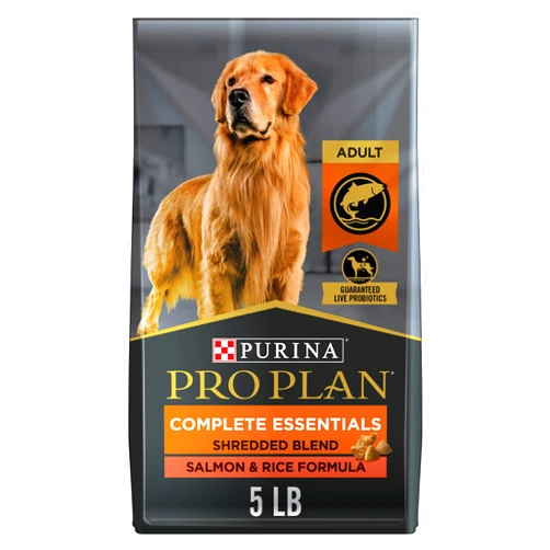 Purina Pro Plan High Protein Dog Food With Probiotics for Dogs, Shredded Blend Salmon & Rice Formula - 5 lb. Bag