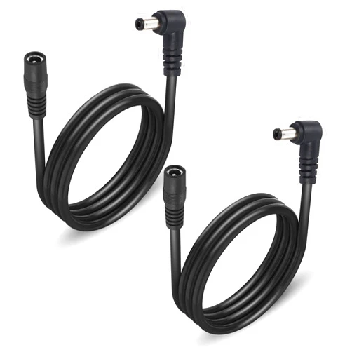 GINTOOYUN 2 Pack DC5525 Power Extension Cable, DC 5.5mm x 2.5mm Right Angle Male to Female Power Adapter Cable，3FT 18AWG Heavy Duty Cord for Strip Lihgt,CCTV,Car,Monitors,etc. 1M