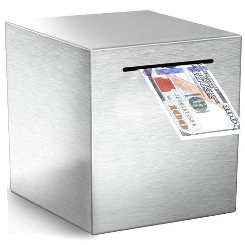 Vcertcpl Piggy Bank for Adults Must Break to Open, Vcertcpl Stainless Steel Money Box Safe for Cash Saving, Unbreakable Adults Piggy Bank for Real Money, Metal Money Bank Saving Box (Silver, 4.72 inch)