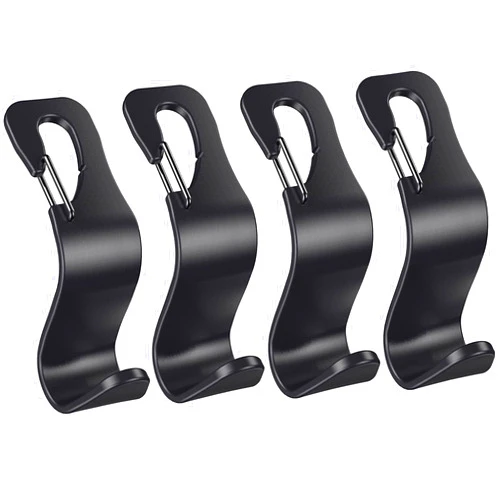 EldHus 4 Pack Vehicle Back Seat Headrest Hook Hanger for Purse Grocery Bag Handbag