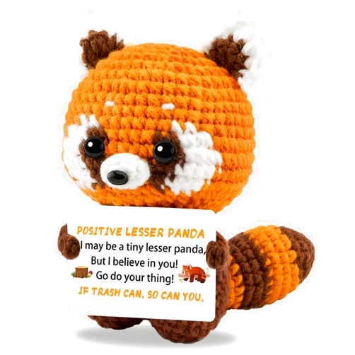 Hixkvpen Red Panda Easter Basket Stuffers Gifts for Women Men, Emotional Cheer Support Red Panda Stuffed Animal Funny Cute Positive Crochet Animals Easter Gifts for Him Her Coworker Friend