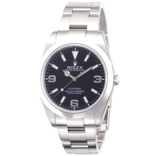 Rolex Explorer Black Dial Stainless Steel Rolex Oyster Automatic Mens Watch 214270