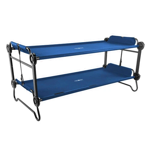 Disc-O-Bed Extra Large Portable Bunk Camping Cots with Carry Bags - Heavy-Duty Indoor or Outdoor Sleeping System, Converts to Bench or Separate Beds, 500 lb Weight Capacity Per Cot, Navy