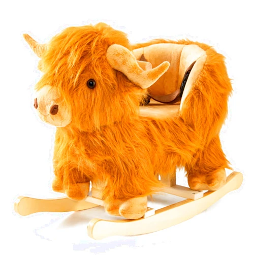 JOLIE VALLÉE TOYS & HOME Baby Rocking Horse,Highlander Cattle Wooden Rocking Horse for Toddlers 1 Year Old Cute Cow Stuffed Plush Ride-on Toy Rocking Animal for Baby Boys and Girls Nursery/Child Christmas or Birthday Gift