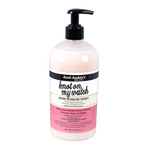 Aunt Jackie's Curls and Coils Knot On My Watch, Large 24oz Family Sized Pump, Instant Hair Detangling Therapy for Natural Curls, Coils and Waves, Pink…
