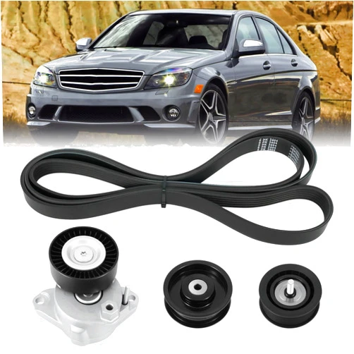 Kozlira Engine Drive Belt Tensioner Idler Pulley V-Ribbed Serpentine Belt Kit Compatible with Mercedes-Benz ML350 C230 C300 C350 E350 S550, 2006-2011 - Replace 2722021419 2722000270 2722021019 6pk2404