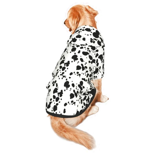 Giabmiag Halloween Dalmatian Dog Costume, Cute Animal Dalmatians Print Winter Clothes Sweaters for Halloween Cosplay Autumn Pets' Wear Dog Winter Hoodies with Pocket for Medium Large Dogs L
