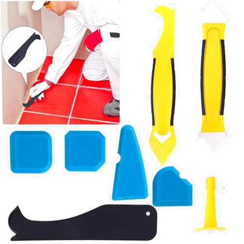 Yuecoom 8pcs Caulking Tool, Reusable Caulk Tool, Caulk Tool Kit Silicon Sealant Finishing Grout Scraper Caulk Remover Tools for Bathroom Kitchen