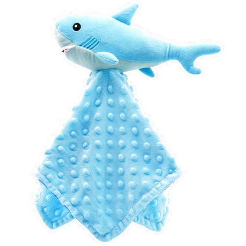 Gicoherero Baby Shark Blanket Security Soft Lovey Plush Sleeping Snuggle Gifts Boy Blue Minky Dot Stuffed Ocean Animal Newborn Nursery Kids Toddler First Birthday Unisex Blankie Gift Ideas 15 Inch