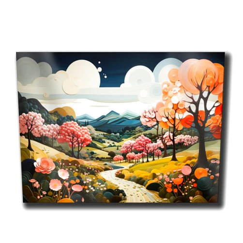 StoreUSA97 Landscape Illustrations In Pink, Abstract Prints, Wales Art, Welsh Print, Home Décor Wall Giclee, Nature Print, Elan Valley Art, Arts