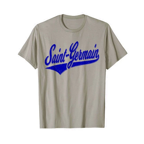 ST. GERMAIN RETRO ATHLETIC SCRIPT TEE SAINT-GERMAIN VARSITY SCRIPT CLASSIC SPORT JERSEY T-Shirt