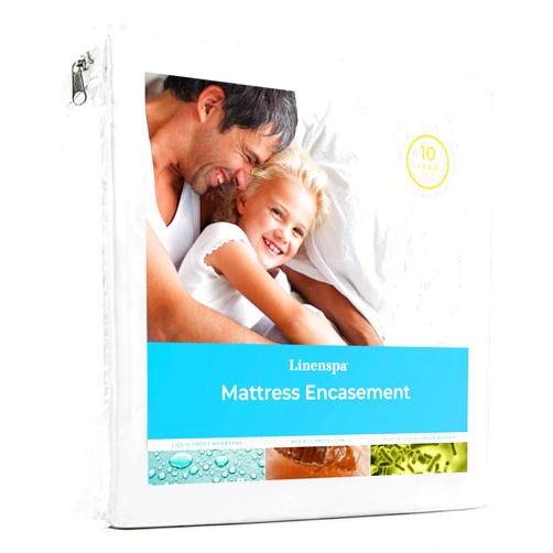 Linenspa Zippered Waterproof Mattress Encasement, Twin, Twin, White