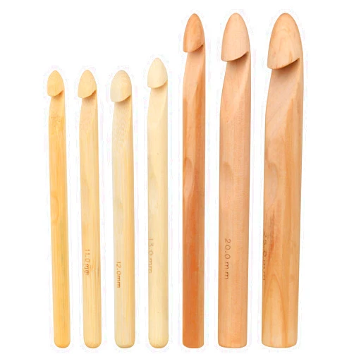 Coopay Large Wooden Crochet Hooks Ergonomic Crochet Hook Set 10-25 mm, 7PCS Inline Crochet Hooks Bamboo Crochet Kit for Beginner, Giant Wood Crochet Needles for Crocheting Chunky Yarn, Rugs, Blankets