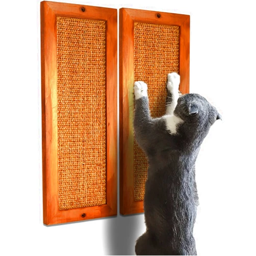 LSAIFATER Cat Scratching Post - 2 PCS, Wooden Sisal Cat Wall Scratcher, Floor or Wall Mounted Vertical Cat Scratch Pad for Indoor Cats Adults or Kittens, Cat Wall Furniture Protector
