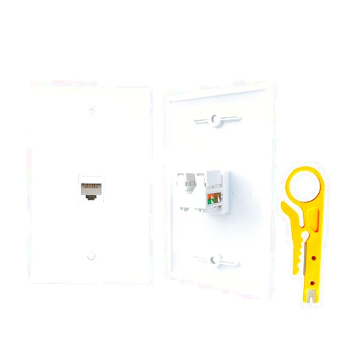 BOPLAT 2-Pack 1 Port CAT6 Ethernet Punch Down Wall Plate with Tool - 90 Degree Cat 6 RJ45 Jack Punchdown Cover Plate for CAT7/CAT6 Network Cable - White