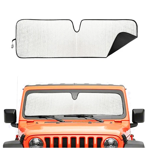 ROMASO Windshield Sun Shade for Jeep,Windshield Sunshade for Wrangler TJ JK JL1997-2024,Sun Shade Windshield Cover for Jeep,UV Ray & Heat Block Windshield Shades