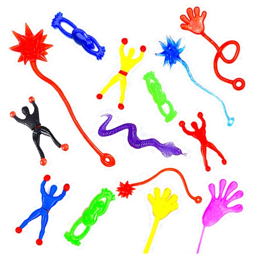 AMGLOBAL 100 Pieces Assorted Stretchy Sticky Toy, Includes 20 Sticky Hands, 20 Sticky Snakes, 20 Sticky Hammers, 20 Sticky Frogs and 20 Wall Climb Men for Kids for Fun