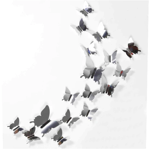 Trubetter 24pcs DIY Mirror 3D Butterfly Removable Mural Stickers Wall Stickers Decal for Home and Room Decoration