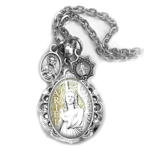 Handmade Archangel Ariel Locket Necklace, Angel of Prosperity and Abundance, Opportunity