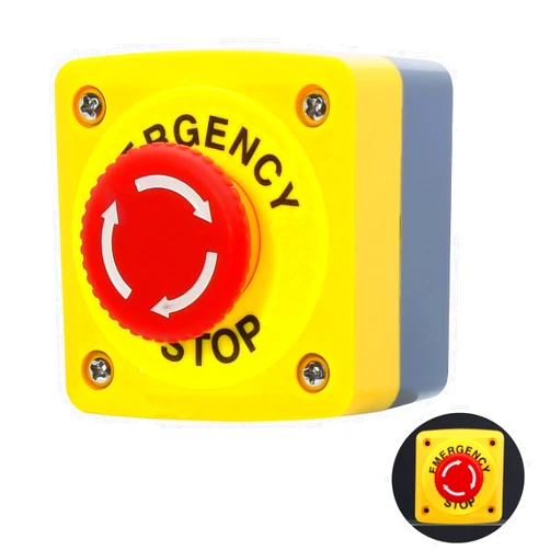 AXTHCHO Emergency Stop Button Switch E-Stop Momentary Shut Off Red PushButton Switches 1NO 1NC 660V 10A with Box