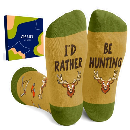 Zmart Funny Sports Socks for Men Women - Outdoorsman Gifts for Hunting Running Lovers, Gifts for Golf Soccer Bowling Fans