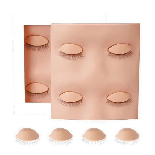 Miuffue Lash Mannequin Head with 2 Pairs Replacement Eyelids, Eyelash Mannequin Face for Lash Practice, Silicone Rubber Realistic Eyelids for Eyelash Training