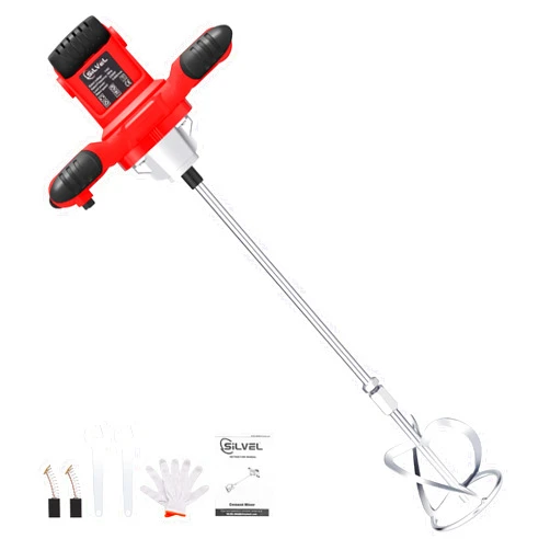 SILVEL Cement Mixer, 2300W Handheld Electric Concrete Mixer, Portable Mortar Mixer with 6 Adjustable Speed, 110V Mud Mixer for Mixing Mud, Cement, Mortar, Paint, Fodder