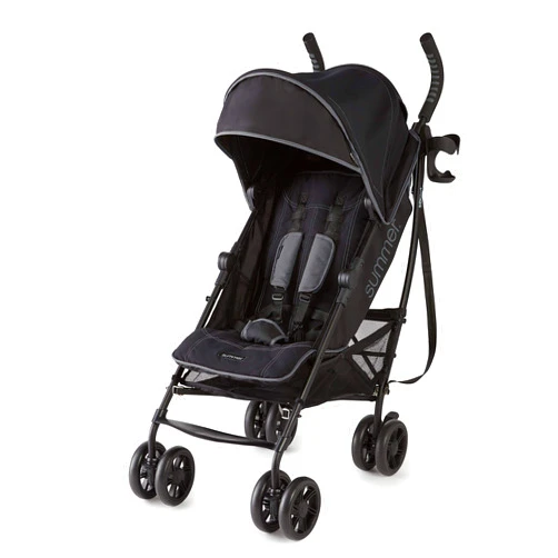 Summer Infant 3Dlite+ Convenience Stroller, Lightweight Umbrella Stroller with Oversized Canopy, Extra-Large Storage and Compact Fold, Black