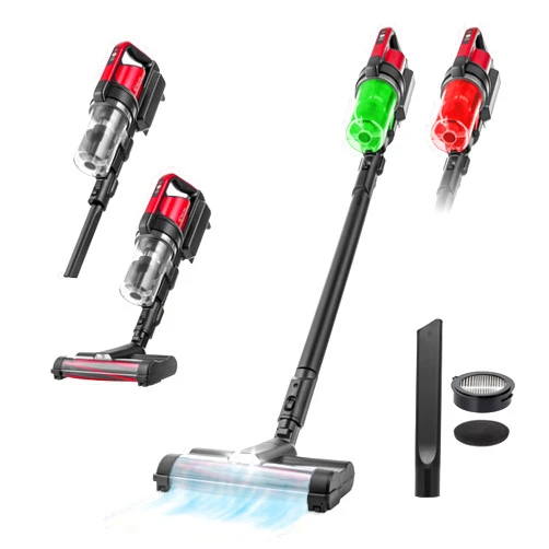 IRIS USA TRILIGHT Cordless Vacuum Cleaner, 11-inch Powerhead, Self-Standing Design, Fast Charging, 50-Minute Runtime, LED Dust Sensor, Black