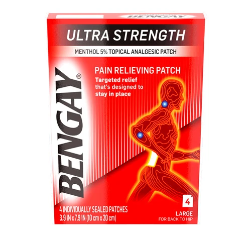 BENGAY Ultra Strength Pain Relieving Patches Large Size 4 Each (Pack of 5)