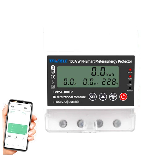 TAXNELE TUYA WiFi Smart Circuit Breaker Earth Leakage Over Under Voltage Protector Relay Switch Energy Power kWh Bidirectional Meter Electricity Energy Monitor APP Smart Life 230V (100A)