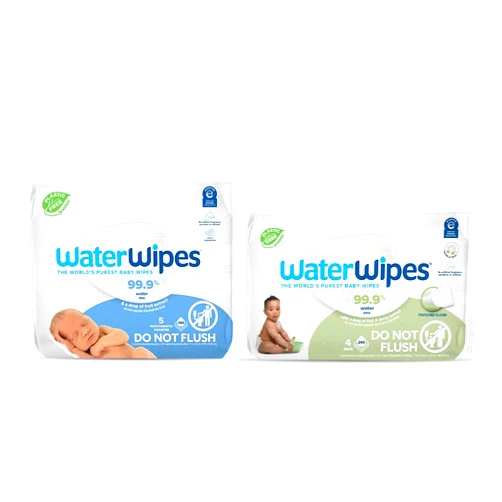 WaterWipes Bundle, Original 300 Count (5 packs) & Textured Clean Wipes 240 Count (4 packs), Plastic-Free, 99.9% Water Based Wipes, Unscented, Hypoallergenic for Sensitive Skin, Packaging May Vary