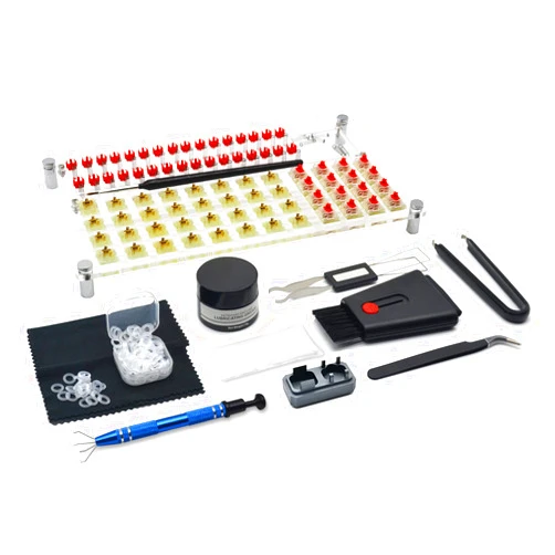 RunJRX YIMAGUJRX RUNJRX 32 Switches Acrylic Lube Station,Keyboard Lube Kit,Switch Opener,Switch Lube,Switch Puller,Keycap Puller,Switch Lube Tool for Custom Mechanical Keyboard (12Pcs)
