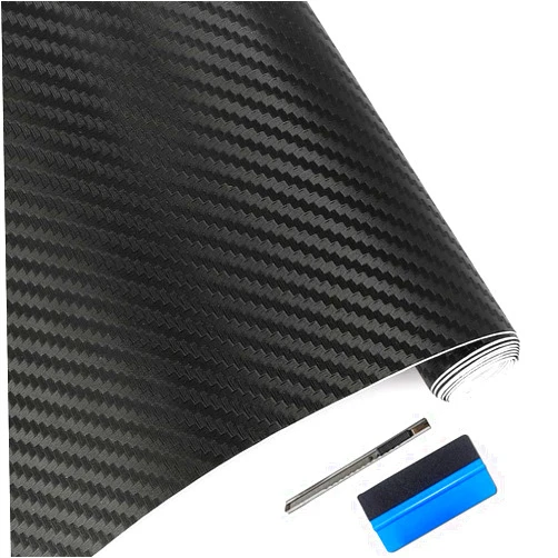 LZLRUN 3D Carbon Fiber Vinyl Wrap - Outdoor Rated for Automotive Use - 12 inches x 60 inches Contain Knife and Hand Tool (Black)