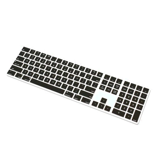 ProElife Ultra Thin Silicone Keyboard Cover Protector for 2019-2017 Apple iMac Magic Keyboard with Numeric Keypad A1843 Full Size Wireless Bluetooth Numeric Keyboard, US Enter (Black)