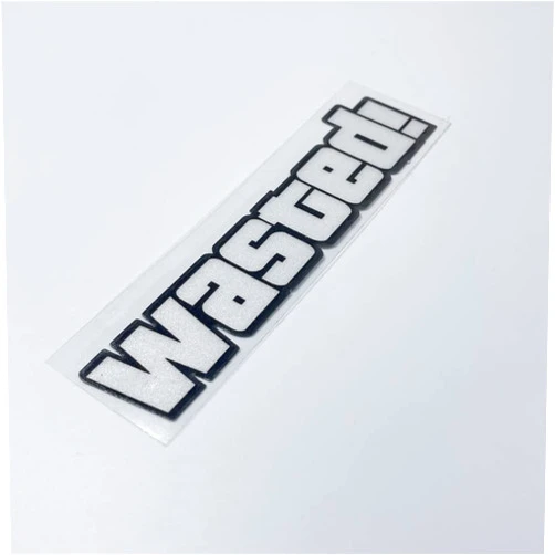 Horayten WASTED Car Stickers for Classic Cartoon Game Words Motorcycle Vinyl Tape Decal Helmet Laptop Decoration Bike Graphic (14x3.5cm, B)